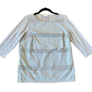 J. Jill crochet lace front grey top size sp